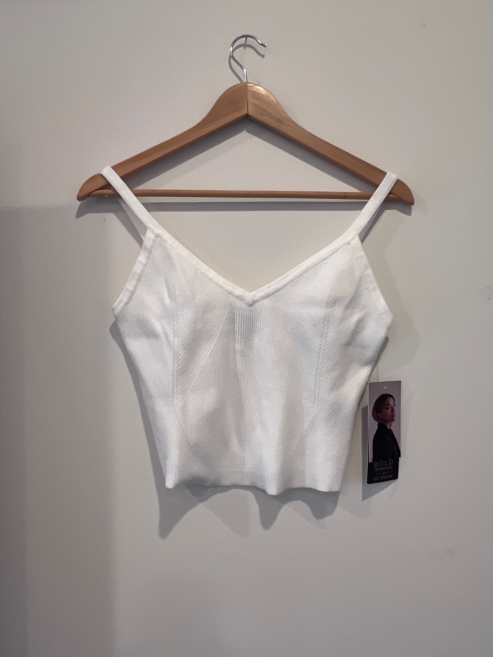 BOLD elements White Ribbed V-Neck Cami